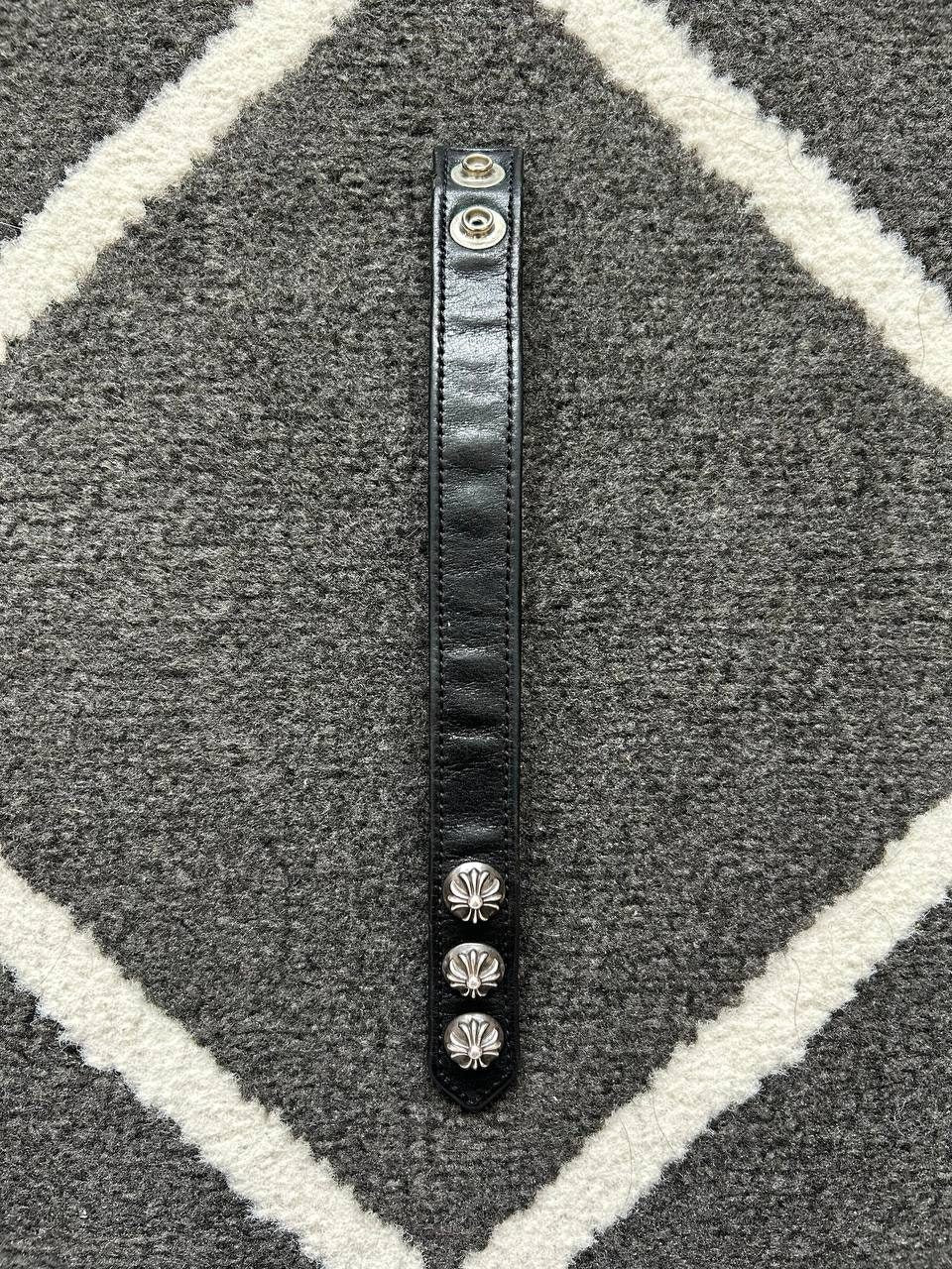 Chrome Hearts Black Snap Leather Bracelet
