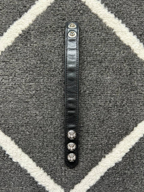 Chrome Hearts Black Snap Leather Bracelet