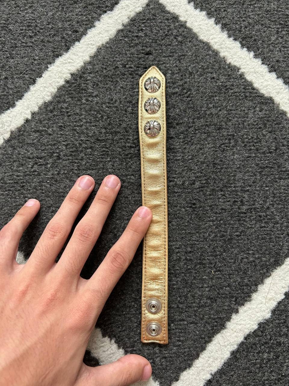 Chrome Hearts Golden Snap Leather Bracelet