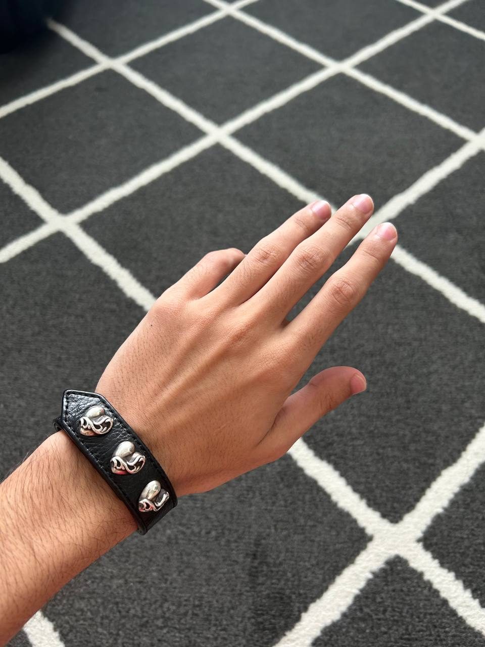 Chrome Hearts Heart Snap Leather Bracelet