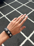 Chrome Hearts Heart Snap Leather Bracelet