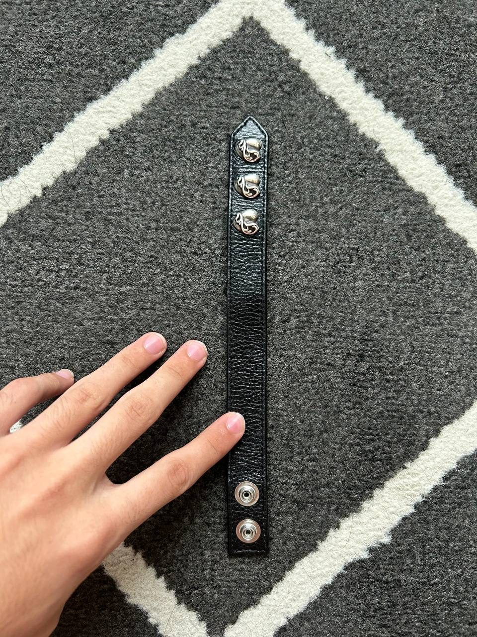 Chrome Hearts Heart Snap Leather Bracelet
