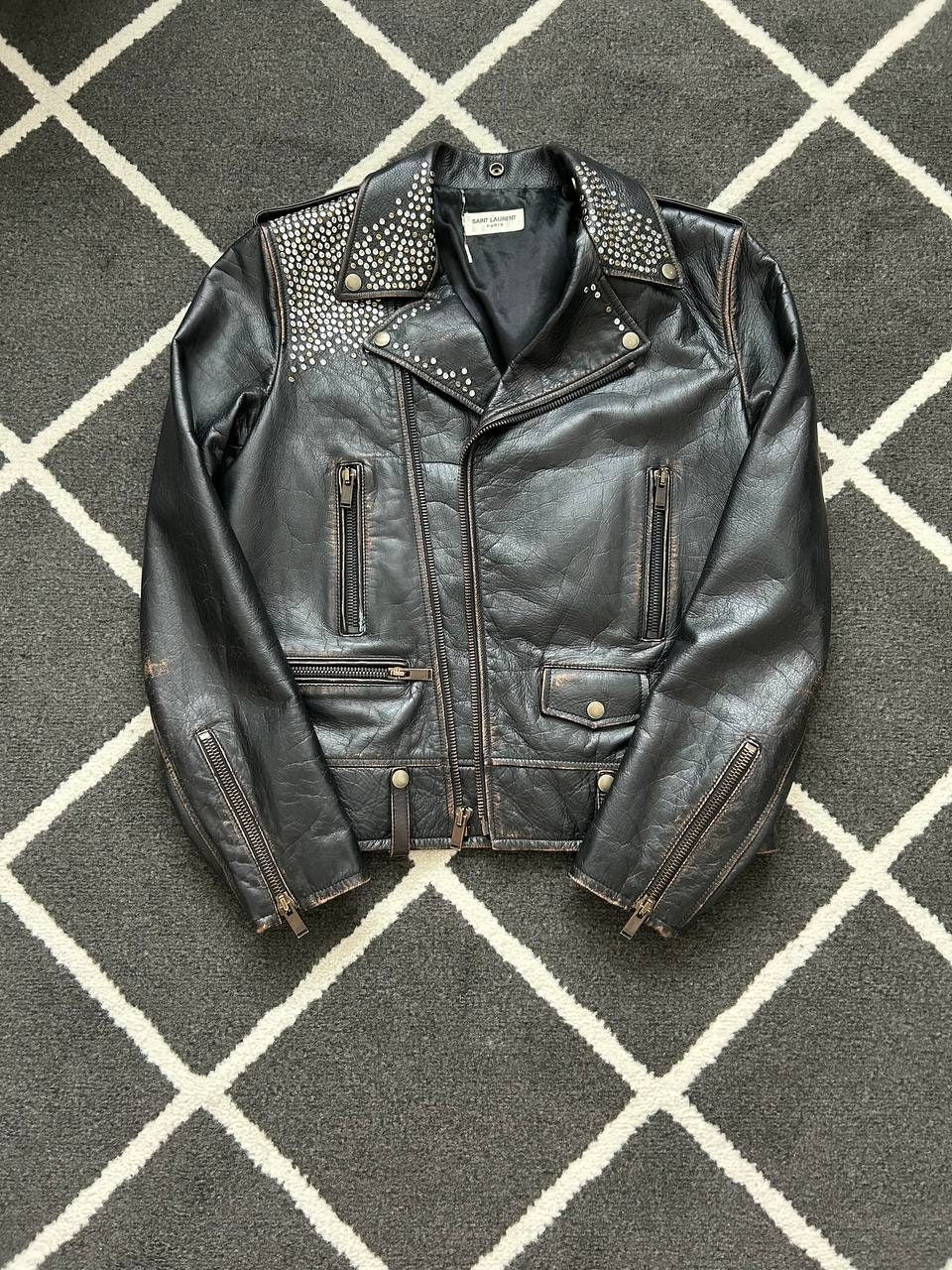 Saint Laurent Paris L01 Studded Biker Leather Jacket