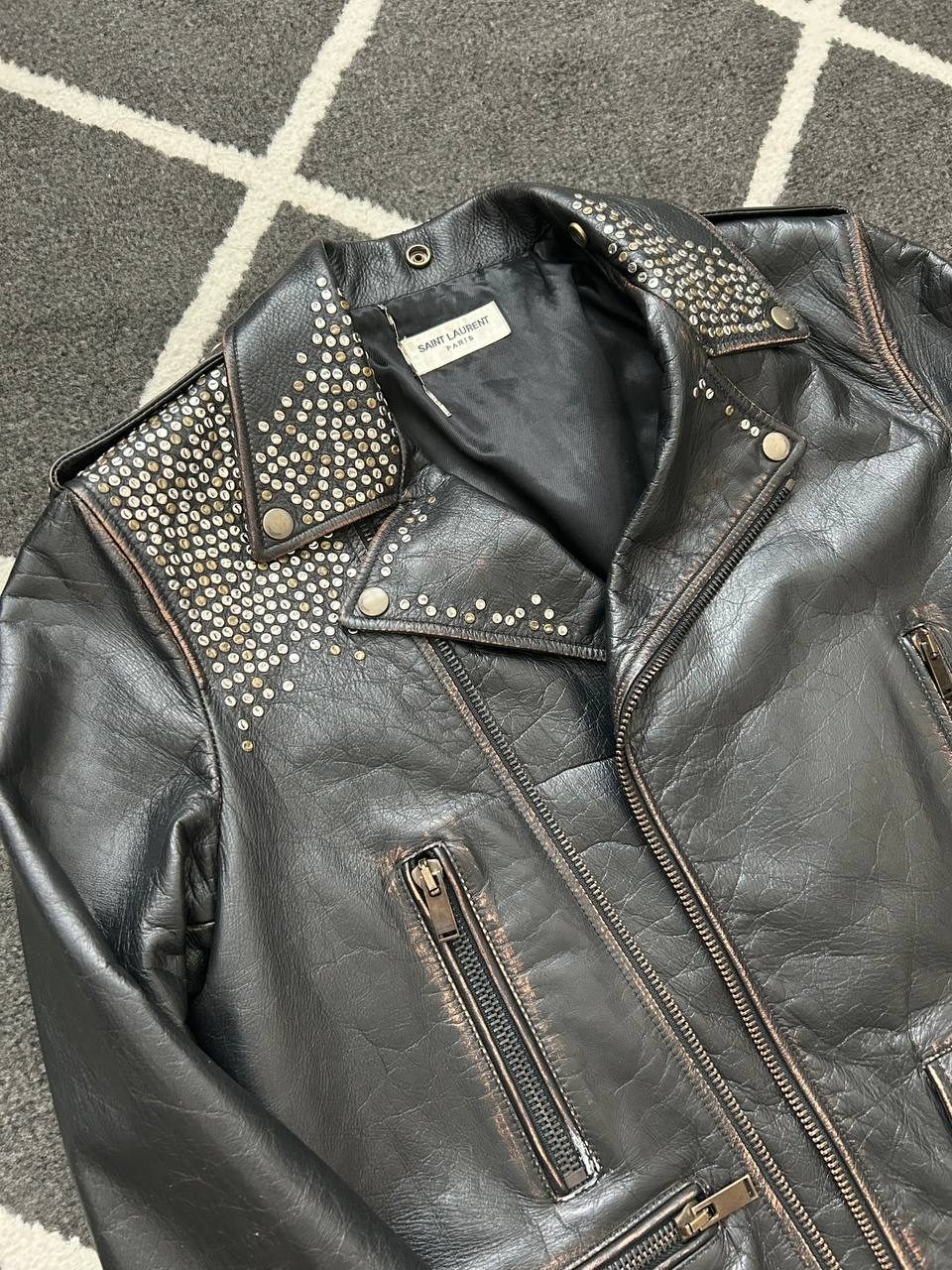 Saint Laurent Paris L01 Studded Biker Leather Jacket
